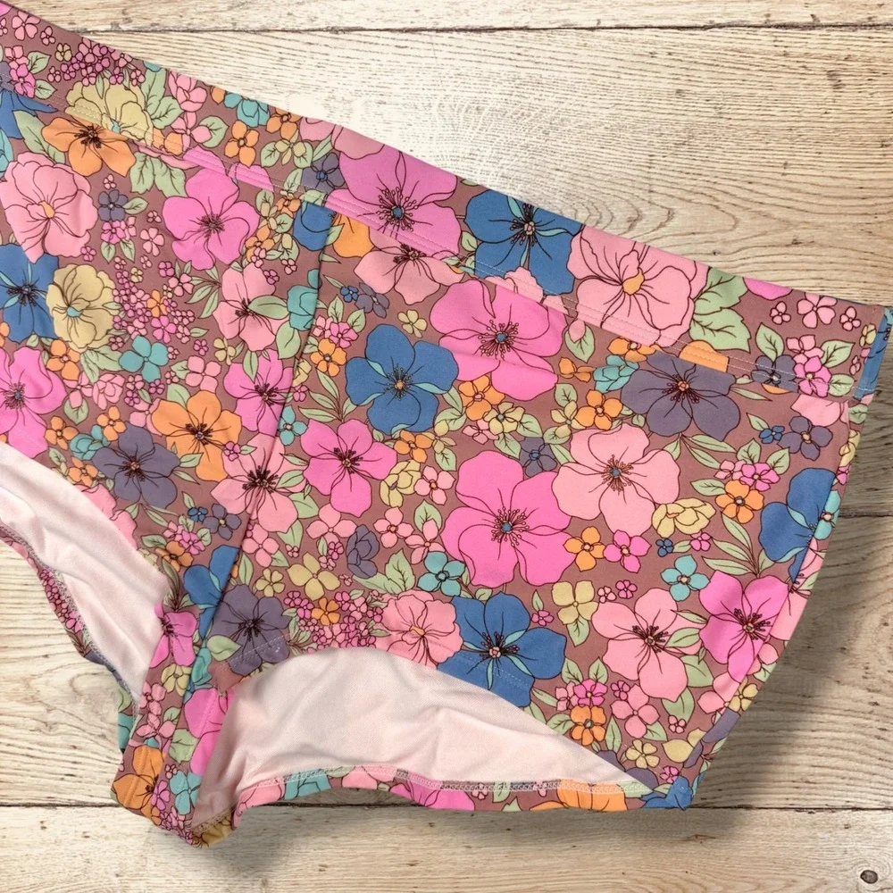 WILD FABLE High Waisted Cheeky Swim Bottoms Groovy Floral Print Womens‎ 1X